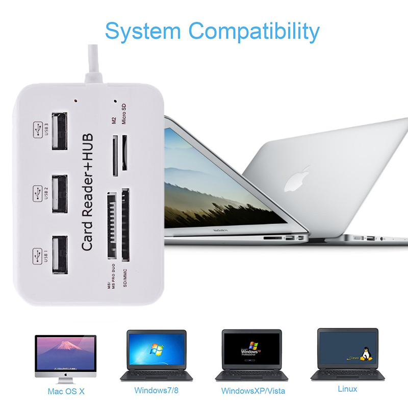 USB Hub 2,0 3 puertos TF lecto - Laptop Accessories All In One reseña y precio